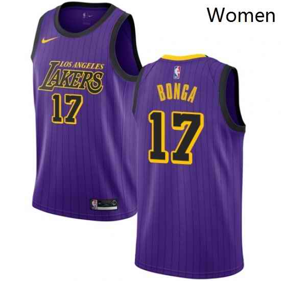 Womens Nike Los Angeles Lakers 17 Isaac Bonga Swingman Purple NBA Jersey City Edition